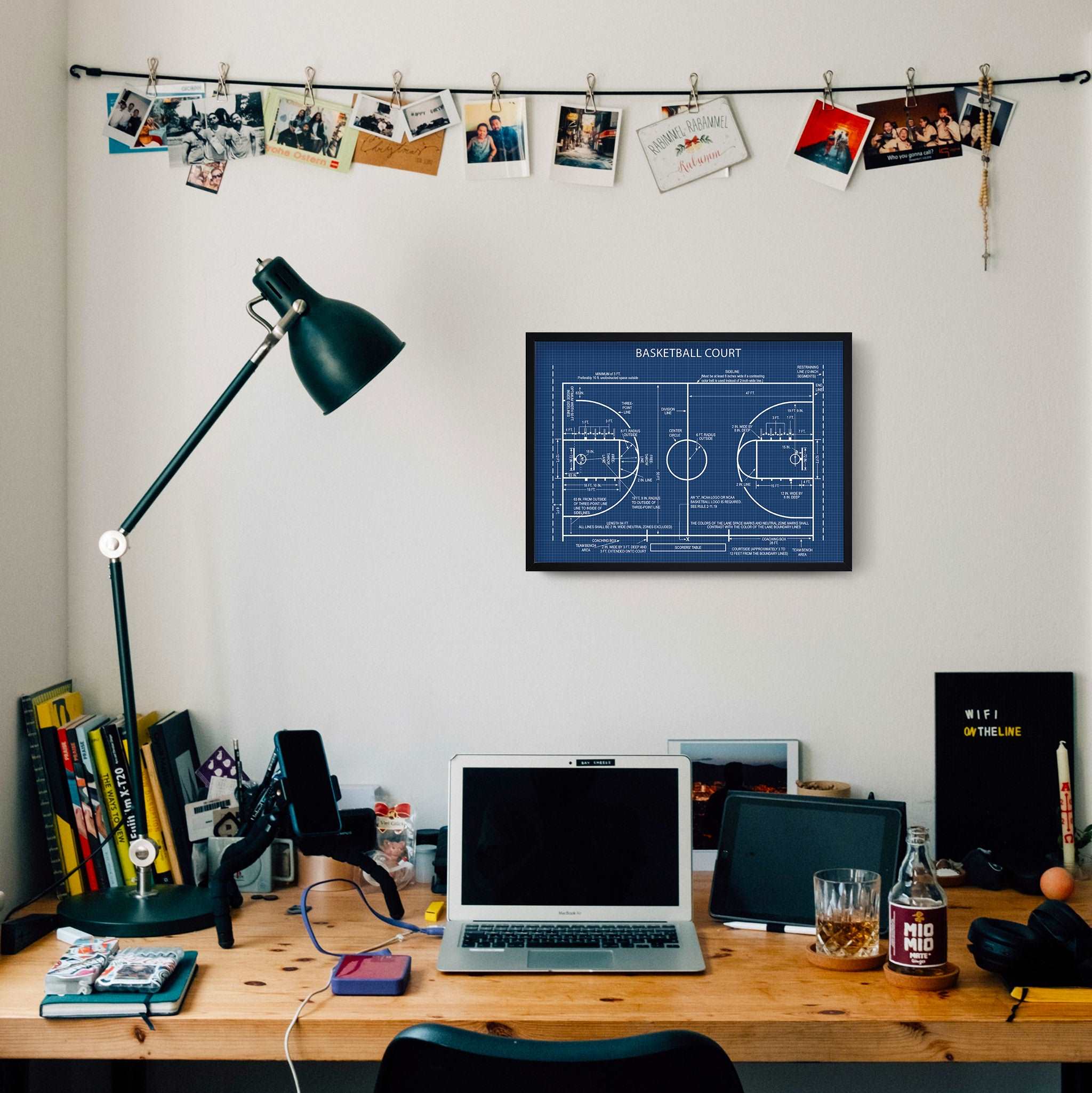 Basketball Court Blueprint Poster
