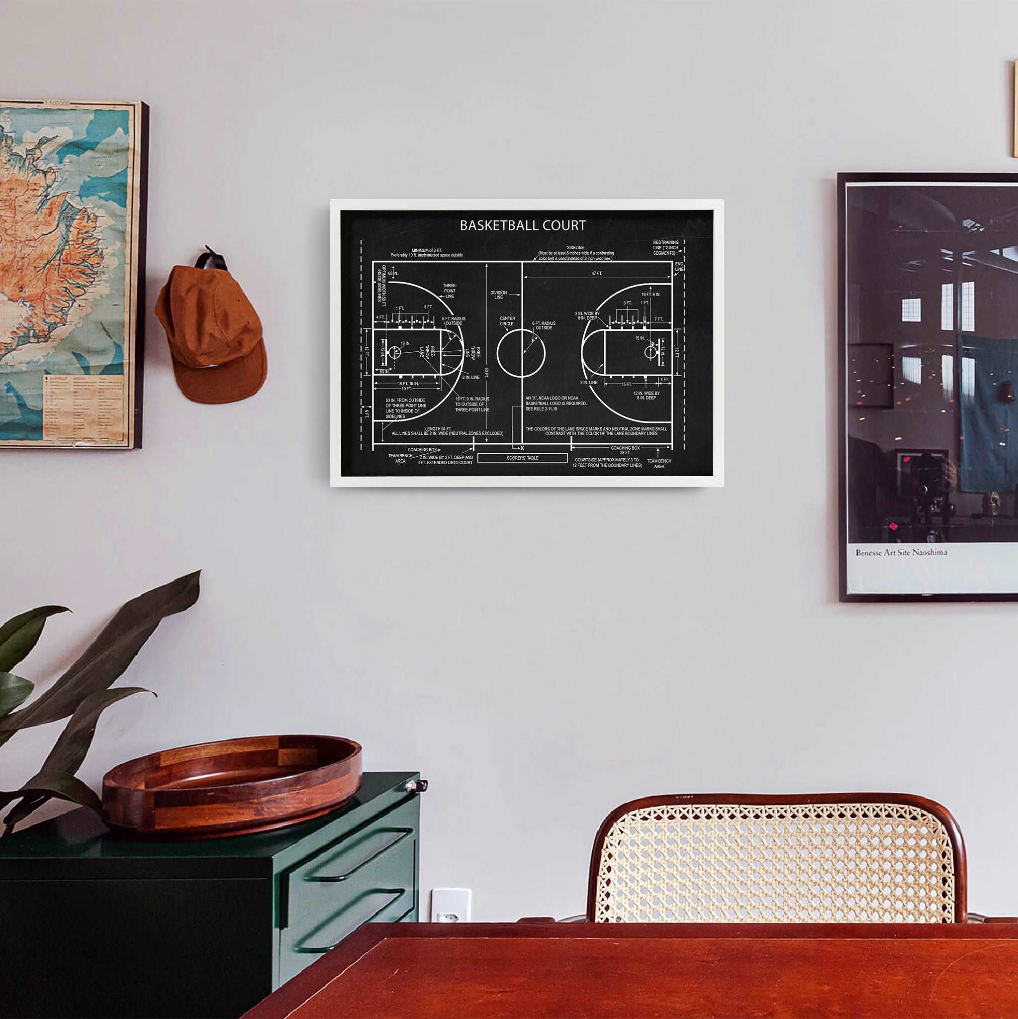 Basketball Court Chalkboard Poster