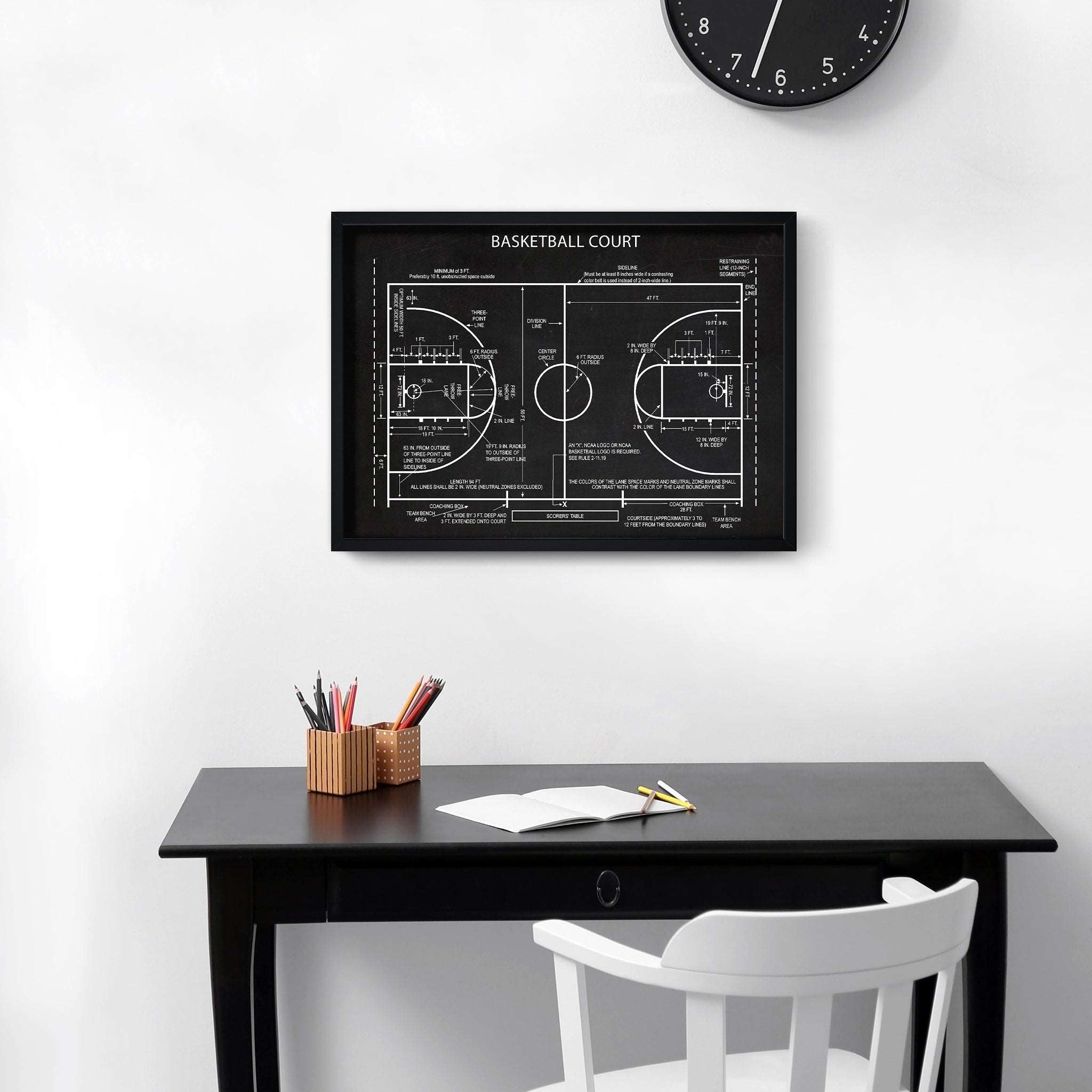 Basketball Court Chalkboard Poster