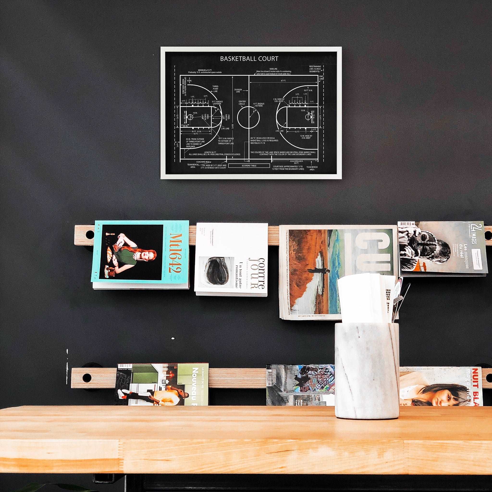 Basketball Court Chalkboard Poster