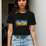 Buğday Tarlası ve Kargalar Crop Tişört