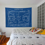 Basketball Court Blueprint - Basketbol Sahası Duvar Örtüsü