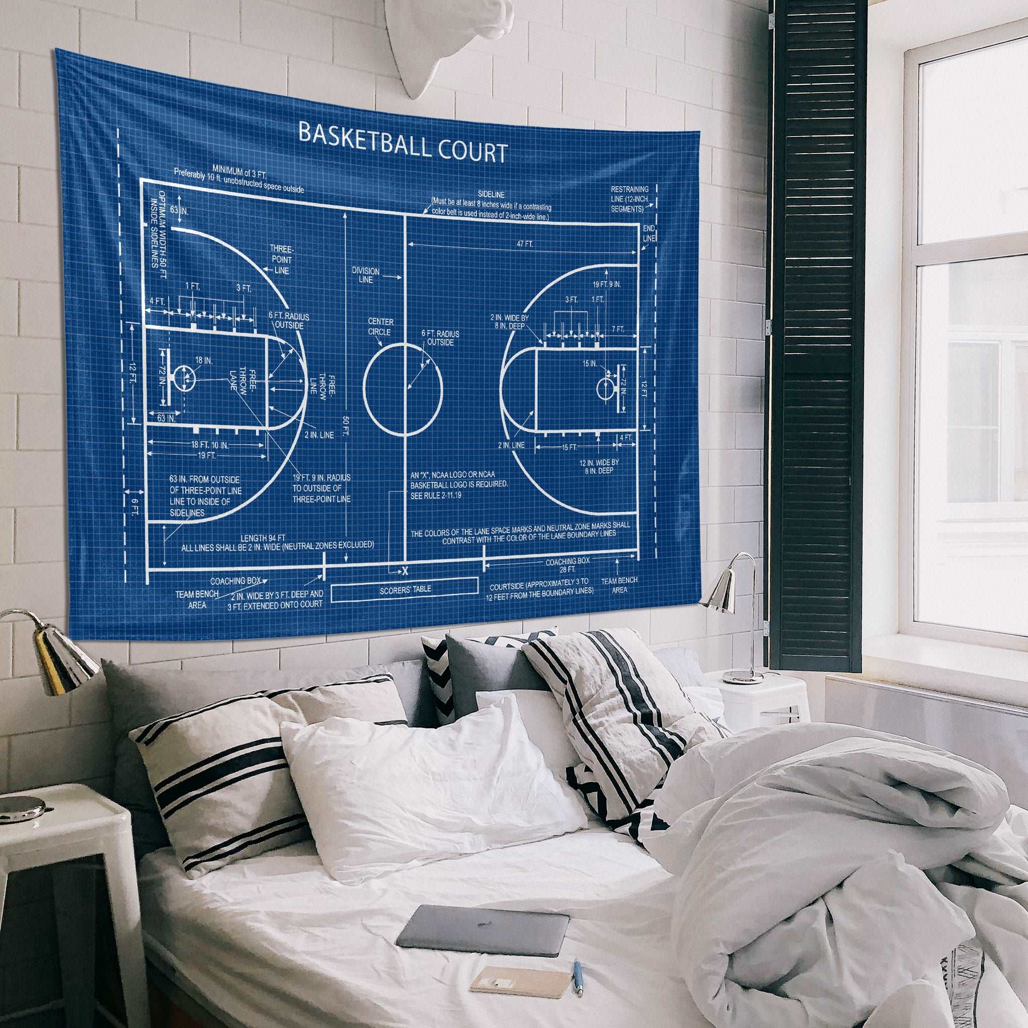 Basketball Court Blueprint - Basketbol Sahası Duvar Örtüsü