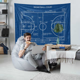 Basketball Court Blueprint - Basketbol Sahası Duvar Örtüsü