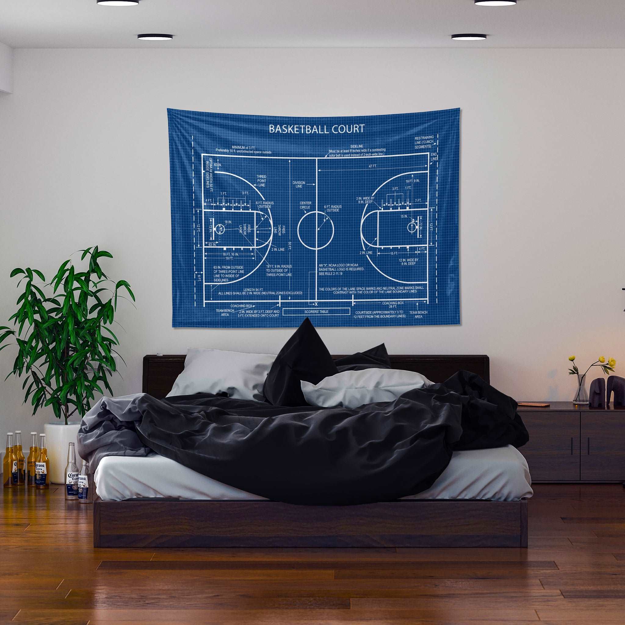 Basketball Court Blueprint - Basketbol Sahası Duvar Örtüsü
