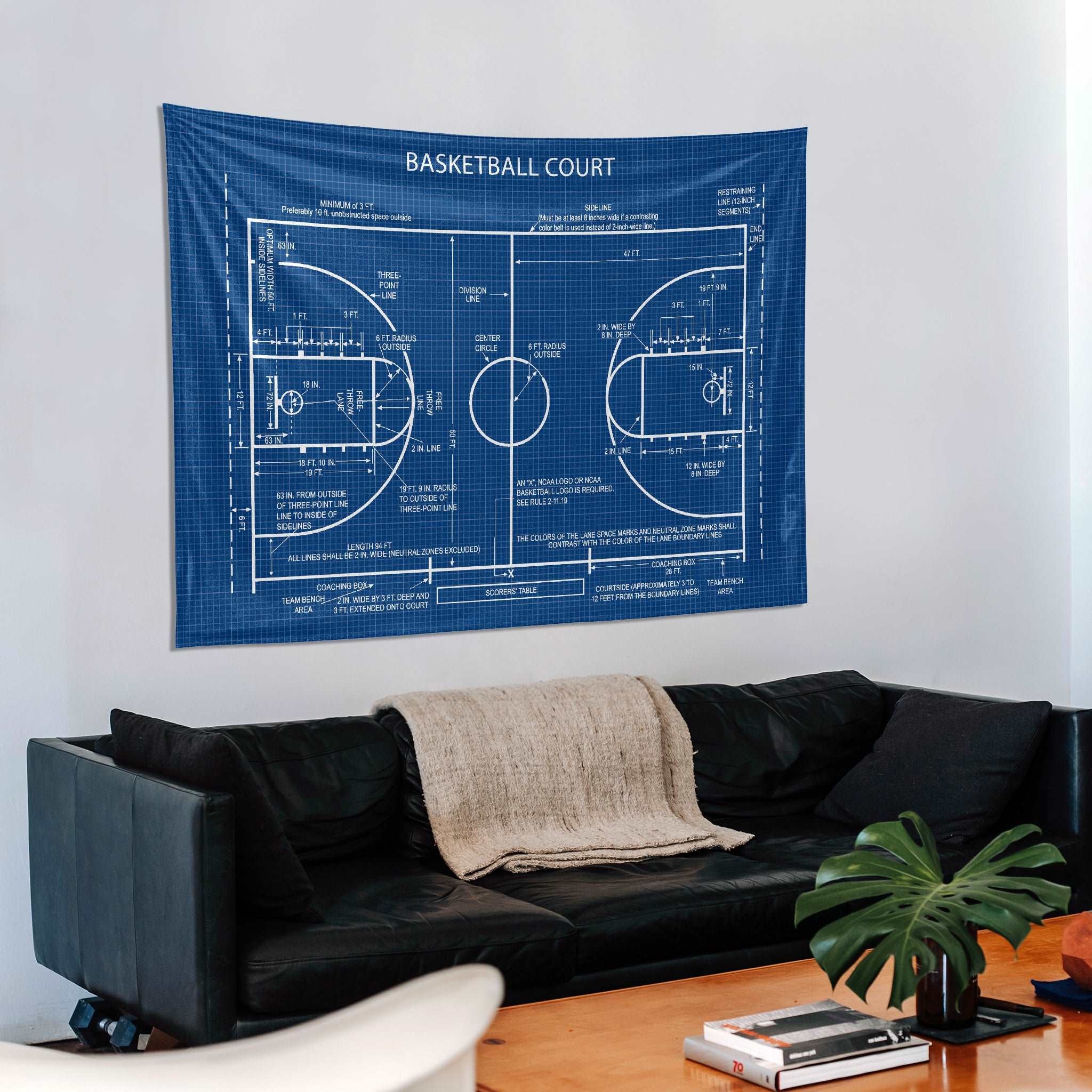 Basketball Court Blueprint - Basketbol Sahası Duvar Örtüsü
