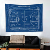 Basketball Court Blueprint - Basketbol Sahası Duvar Örtüsü