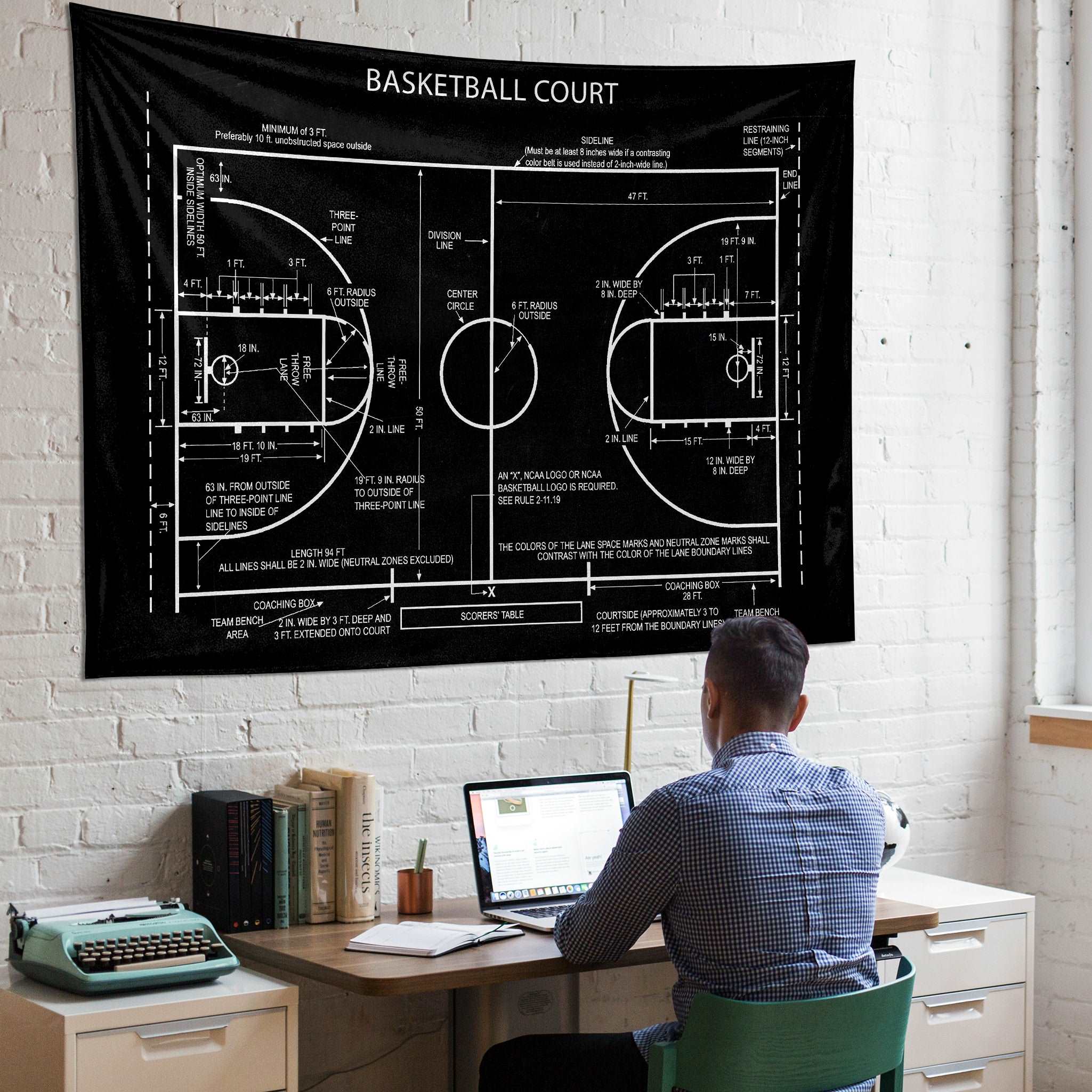 Basketball Court Chalkboard - Basketbol Sahası Duvar Örtüsü