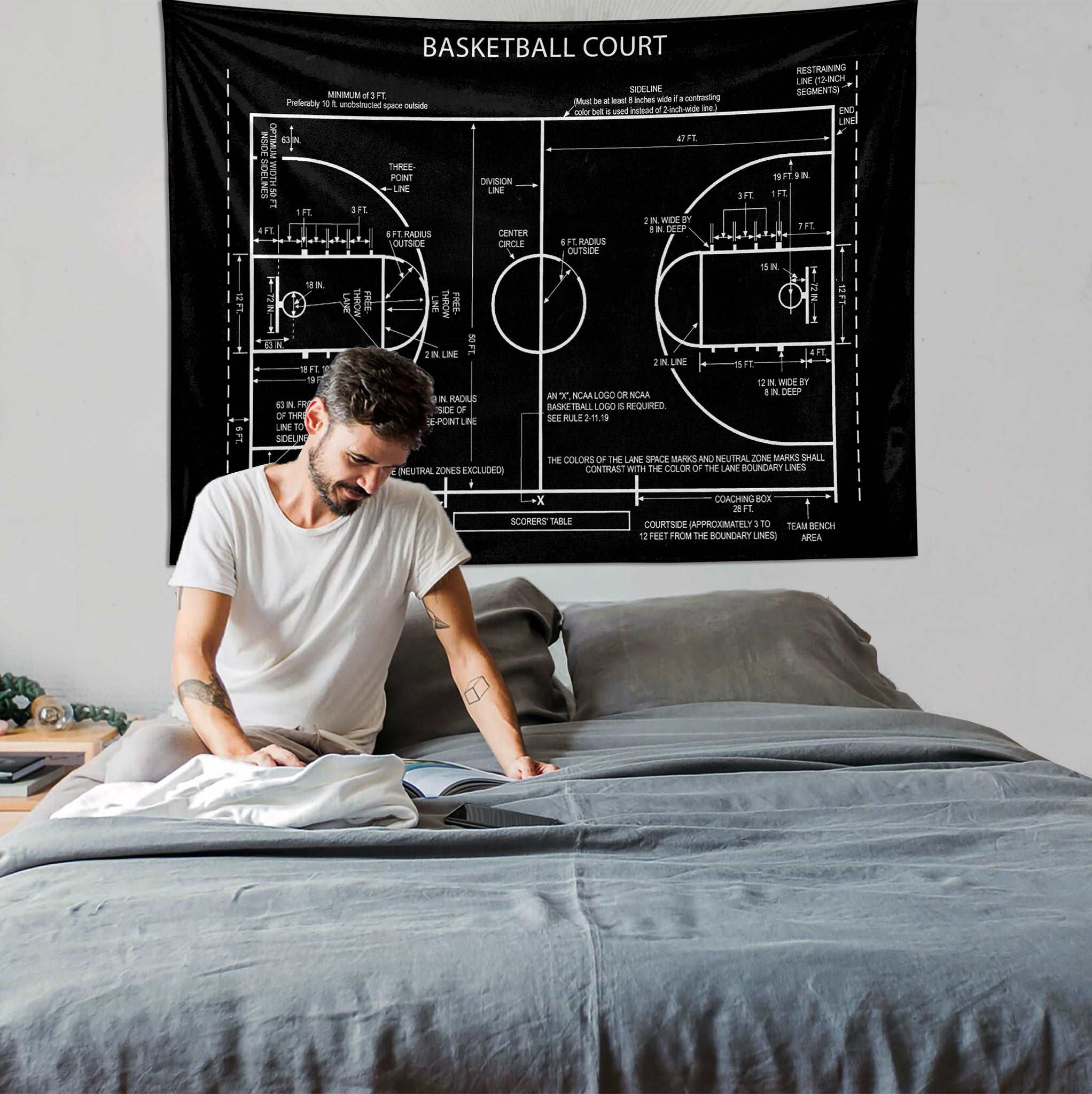 Basketball Court Chalkboard - Basketbol Sahası Duvar Örtüsü
