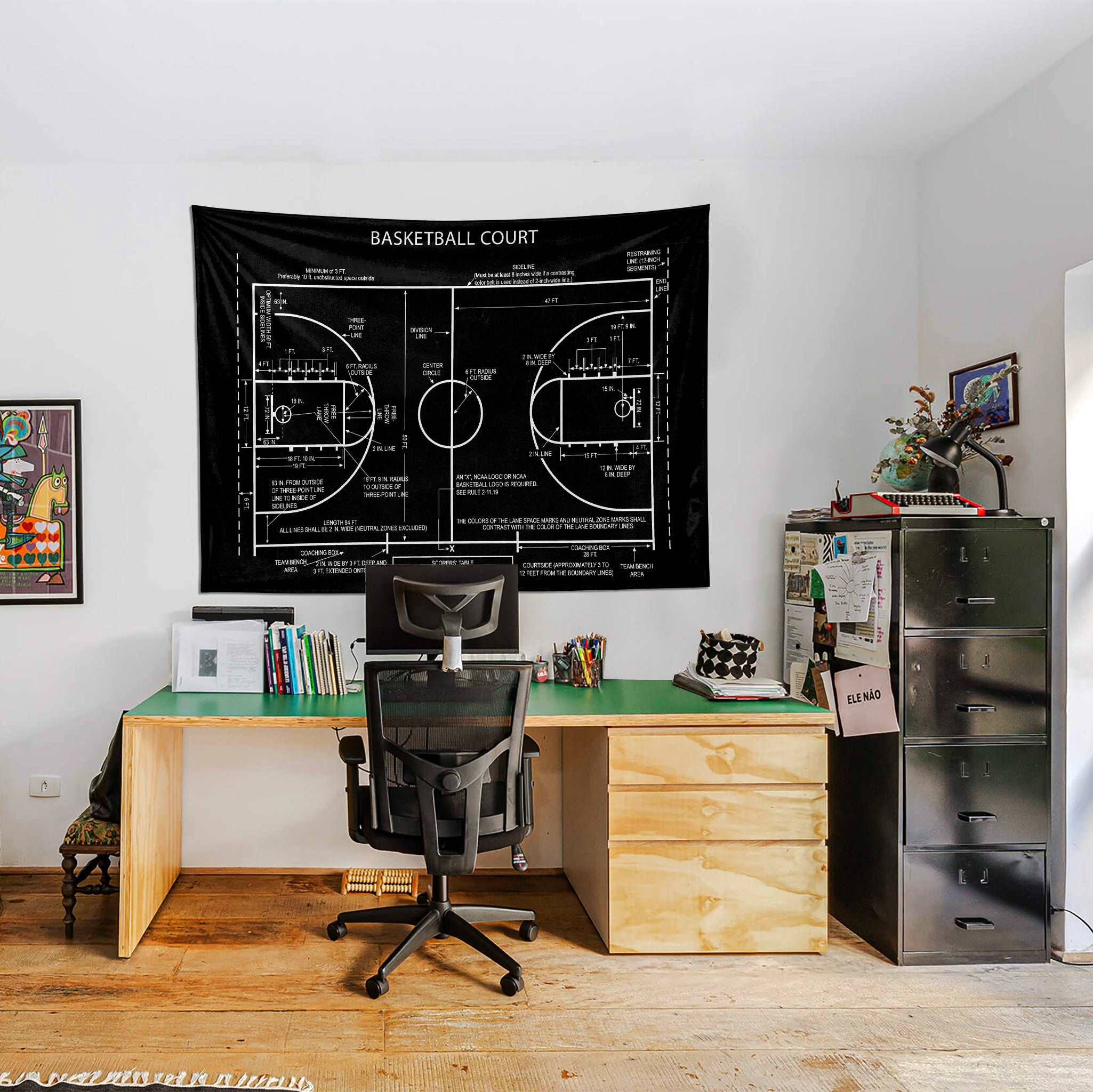 Basketball Court Chalkboard - Basketbol Sahası Duvar Örtüsü