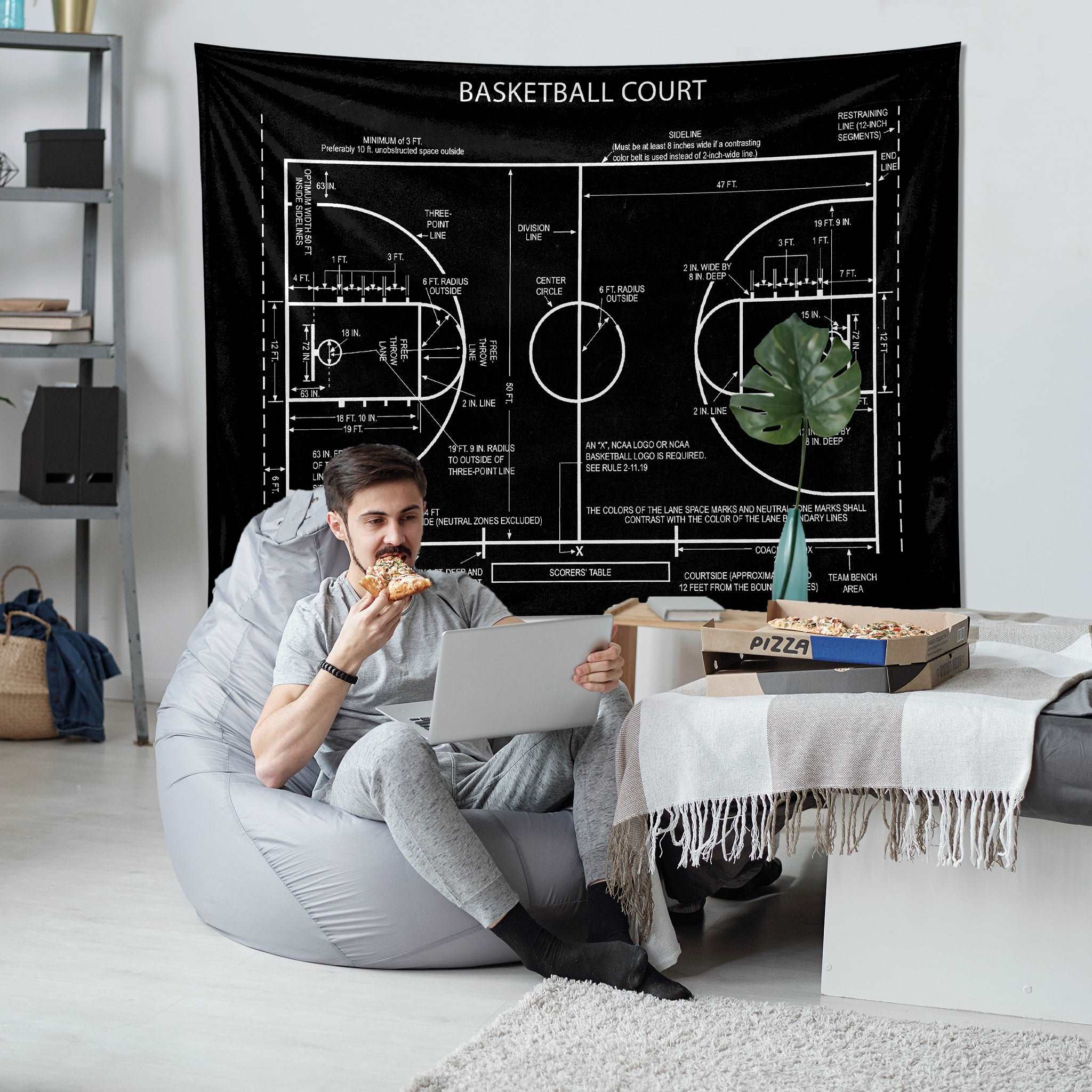 Basketball Court Chalkboard - Basketbol Sahası Duvar Örtüsü
