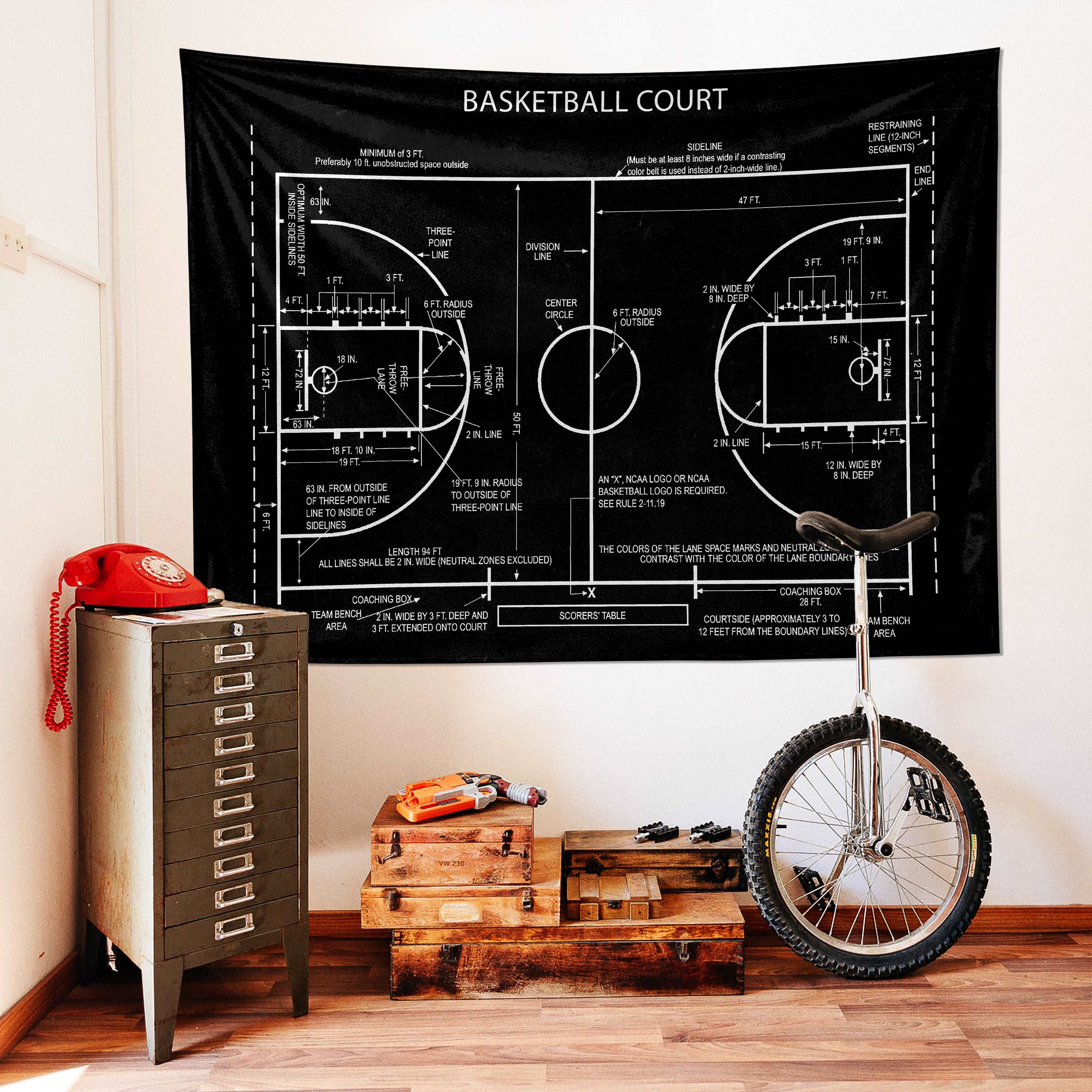 Basketball Court Chalkboard - Basketbol Sahası Duvar Örtüsü