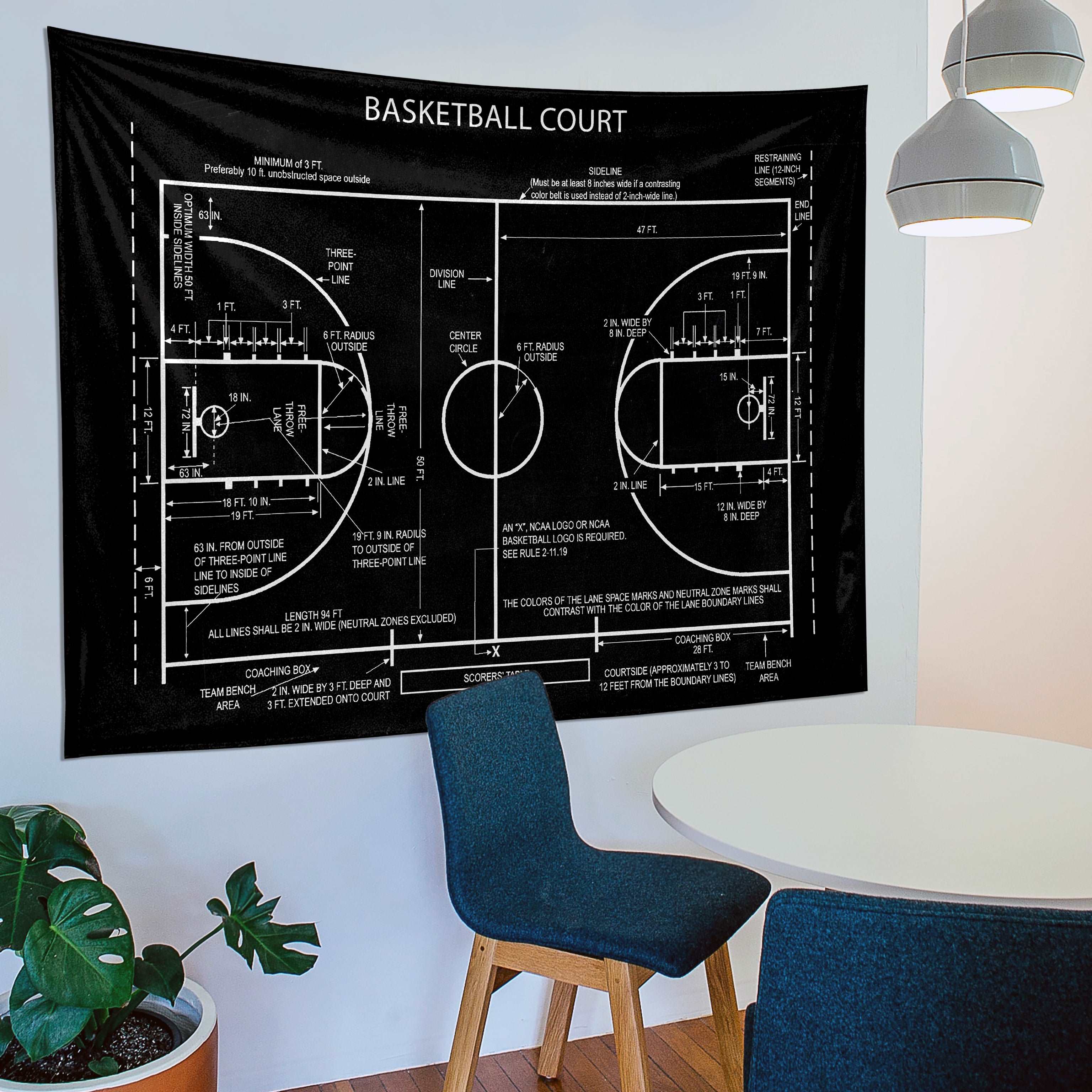 Basketball Court Chalkboard - Basketbol Sahası Duvar Örtüsü