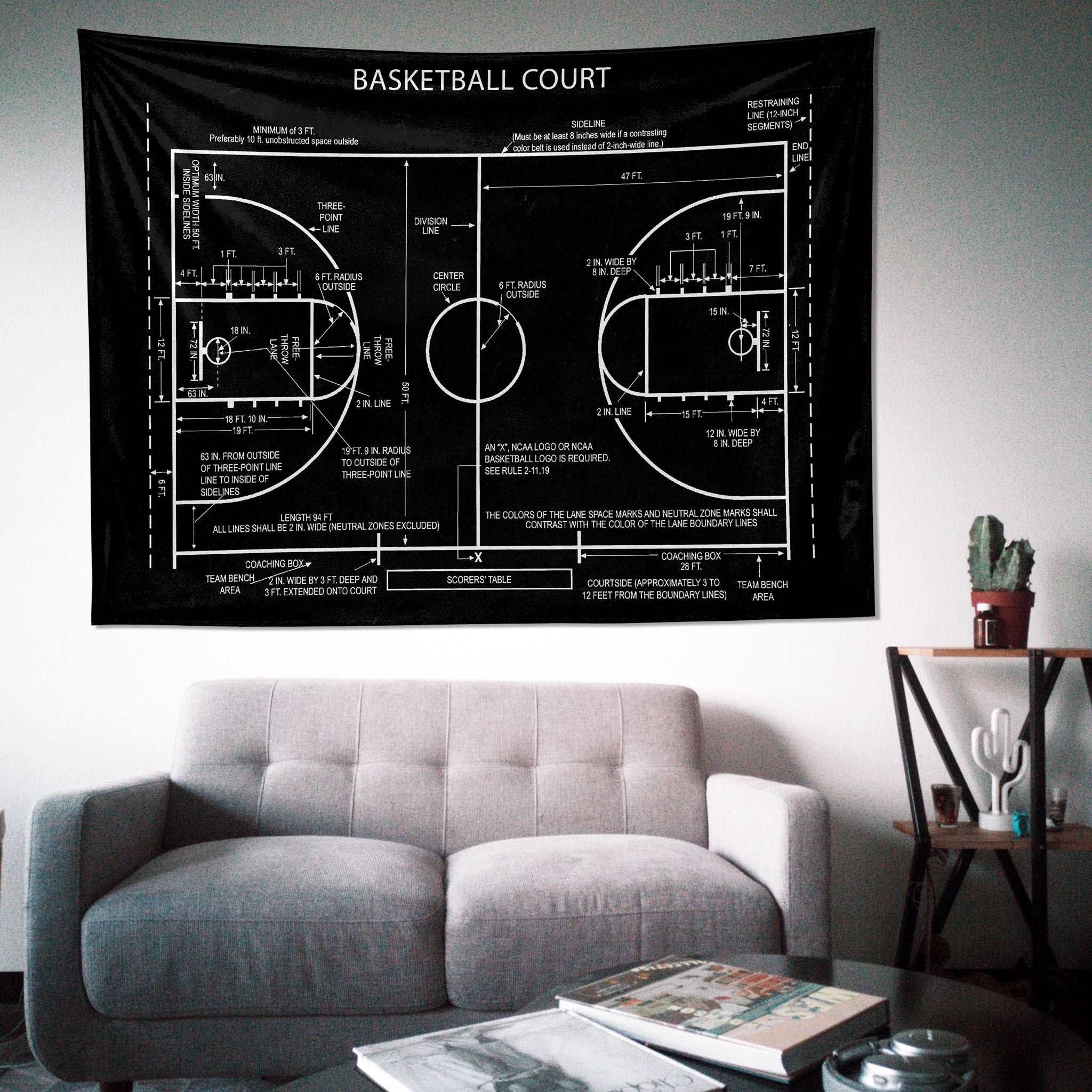 Basketball Court Chalkboard - Basketbol Sahası Duvar Örtüsü