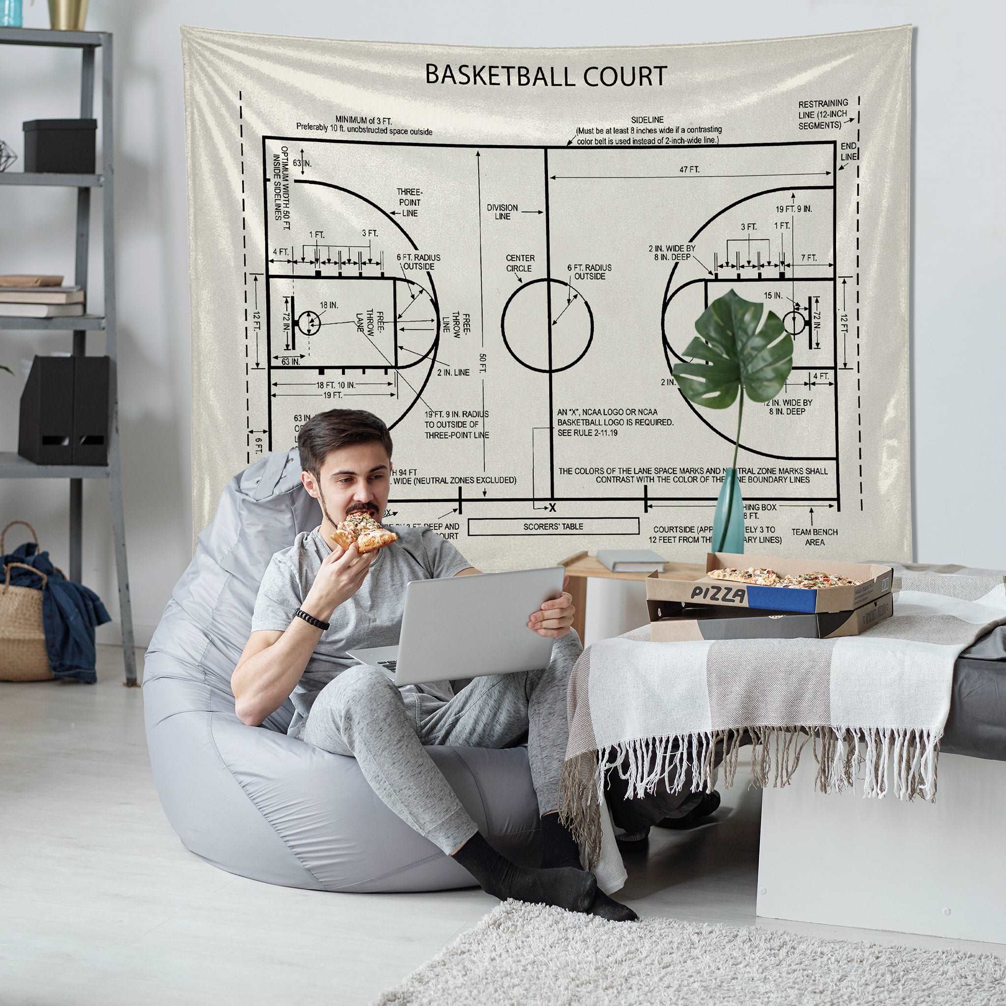 Basketball Court Ivory - Basketbol Sahası Duvar Örtüsü