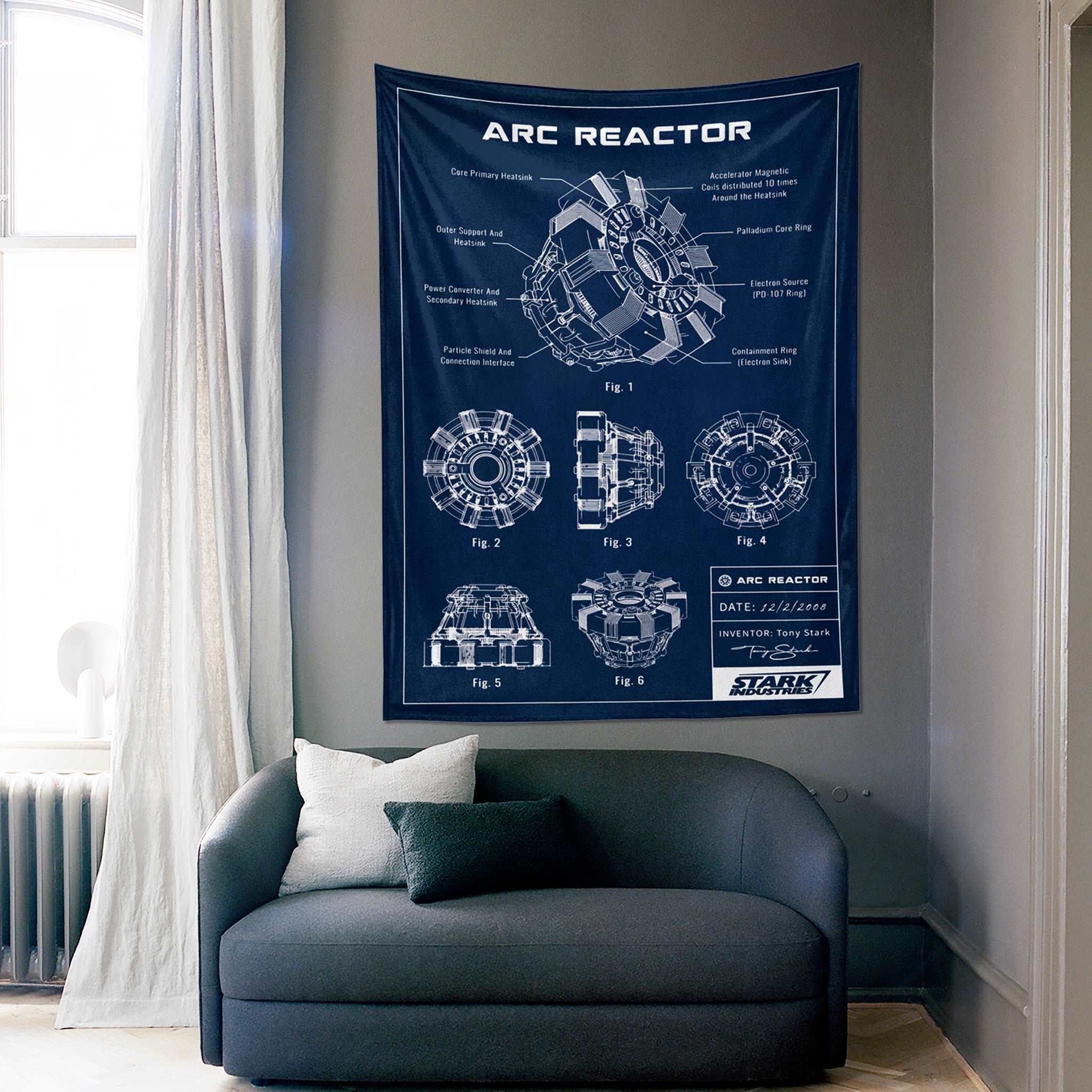 Arc Reactor Navy Blue - Duvar Örtüsü
