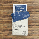 F4U Corsair Ivory & USS Enterprise Blueprint Çift Taraflı Nevresim Takımı