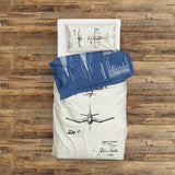 F4U Corsair Ivory & USS Enterprise Blueprint Çift Taraflı Nevresim Takımı