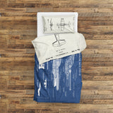 F4U Corsair Ivory & USS Enterprise Blueprint Çift Taraflı Nevresim Takımı