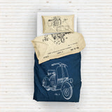 Vespa Navyblue & Leica M Fotoğraf Makinesi Vintage Çift Taraflı Nevresim Takımı