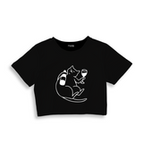 Wine Lover Cat Crop Tişört