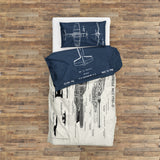 F4U Corsair Navyblue & USS Enterprise Ivory Çift Taraflı Nevresim Takımı