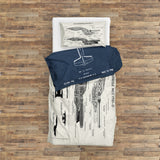 F4U Corsair Navyblue & USS Enterprise Ivory Çift Taraflı Nevresim Takımı