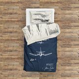F4U Corsair Navyblue & USS Enterprise Ivory Çift Taraflı Nevresim Takımı