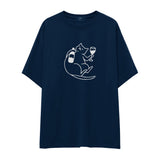 Wine Lover Cat Oversize Tişört