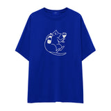 Wine Lover Cat Oversize Tişört