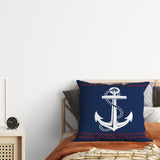 Çapa Navy Blue v2 / Marin Temalı Çift Taraflı Kırlent Kılıfı 2 Adet