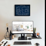 Basketball Court Navy Blue Poster
