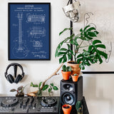 Gibson Les Paul Gitar Blueprint Poster