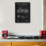 Harley Davidson Model 28B Motosiklet Chalkboard Poster