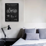 Harley Davidson Model 28B Motosiklet Chalkboard Poster