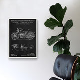Harley Davidson Model 28B Motosiklet Chalkboard Poster