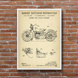 Harley Davidson Model 28B Motosiklet Vintage Poster