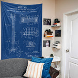 Gibson Les Paul Gitar Blueprint Duvar Örtüsü