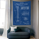 Gibson Les Paul Gitar Blueprint Duvar Örtüsü