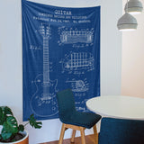 Gibson Les Paul Gitar Blueprint Duvar Örtüsü