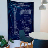 Gibson Les Paul Gitar Navy Blue Duvar Örtüsü