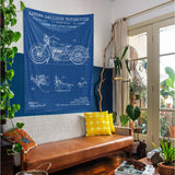Harley Davidson Model 28B Blueprint - Motosiklet Duvar Örtüsü