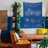 Harley Davidson Model 28B Blueprint - Motosiklet Duvar Örtüsü