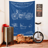Harley Davidson Model 28B Blueprint - Motosiklet Duvar Örtüsü