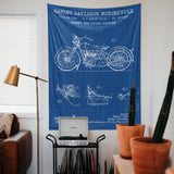 Harley Davidson Model 28B Blueprint - Motosiklet Duvar Örtüsü