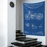 Harley Davidson Model 28B Blueprint - Motosiklet Duvar Örtüsü