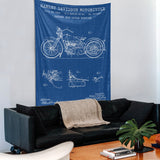 Harley Davidson Model 28B Blueprint - Motosiklet Duvar Örtüsü