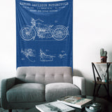 Harley Davidson Model 28B Blueprint - Motosiklet Duvar Örtüsü