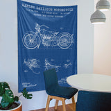 Harley Davidson Model 28B Blueprint - Motosiklet Duvar Örtüsü