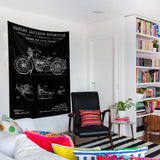 Harley Davidson Model 28B Chalkboard - Motosiklet Duvar Örtüsü